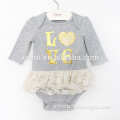 new design pretty lace letter love set drill baby girls dresses